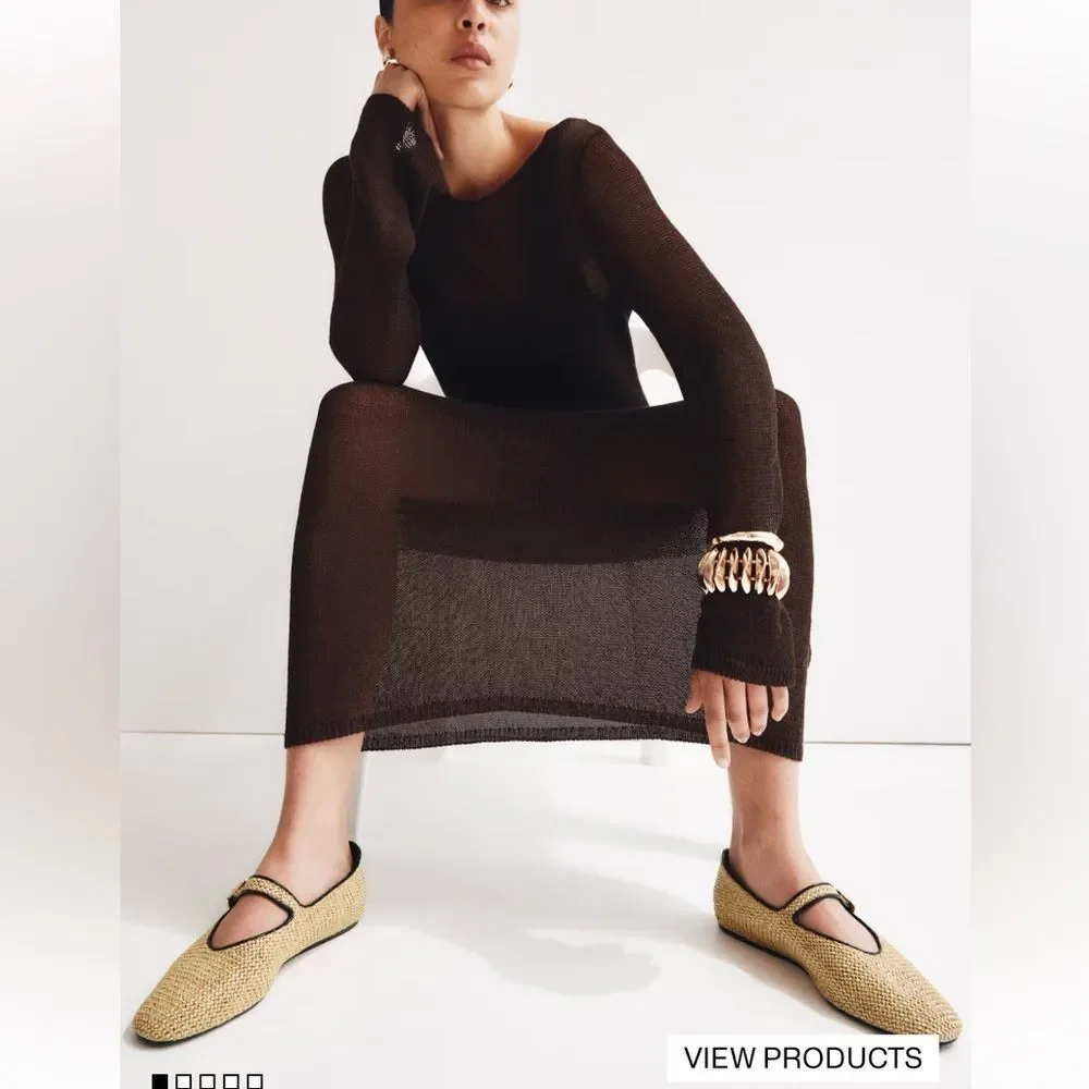 H&M Raffia Braided Ballet Flats NWT - Picture 3 of 8